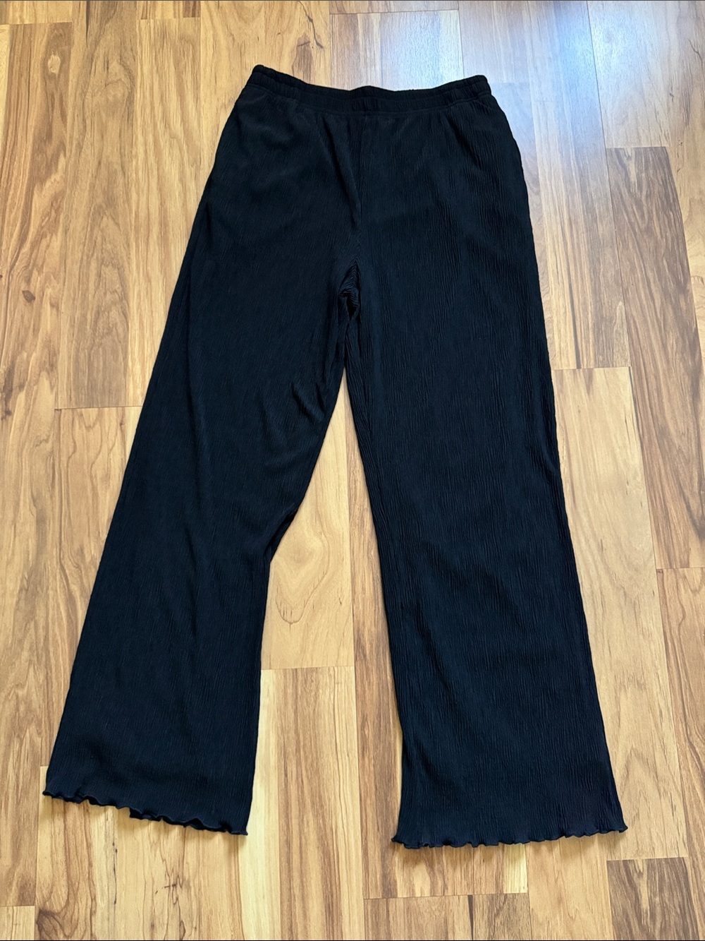 Gentle Fawn Black Ribbed Wide-Leg Knit Pants